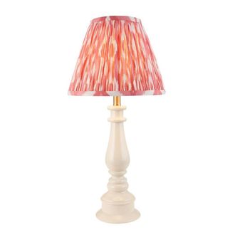 Netlighting Myrtle Almond White Table Lamp Pink Fabric Ikat Shade 25cm B22