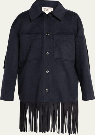 TWP Midnight Cowboy Fringe-Trim Cashmere Jacket