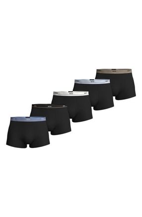 BOSS Assorted 5-Pack Essential Stretch Cotton Trunks in Black Multi at Nordstrom, Size Large