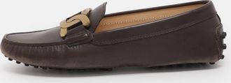 Tod's Tods Brown Leather Kate Chain Slip On Loafers