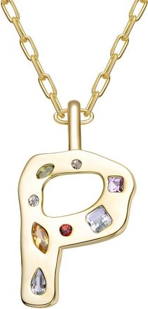 Genevive 14K Plated Cz Alphabetical Necklace