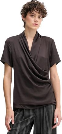 Joseph Ribkoff Draped Top - Dames - Blouses - Bruin - XS - Polyester - Overhemden