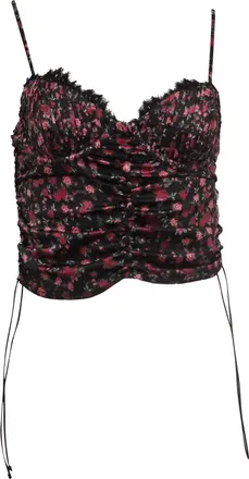LoveShackFancy For Love and Lemons Floral Melrose Bustier in Black Polyester
