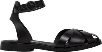 FLY London Alli 409Fly Platte Sandaal - Dames - Sandalen - Zwart - 41 EU - Leer - Schoenen