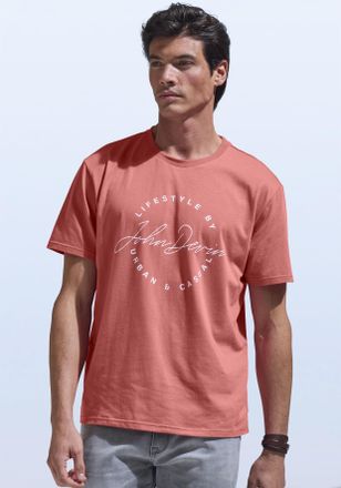 John Devin T-Shirt JOHN DEVIN, Herren, Gr. XXL (60/62), orange (koralle), Jersey, Obermaterial: 100% Baumwolle, bedruckt, normal normal, Rundhals, abgesteppte Ka