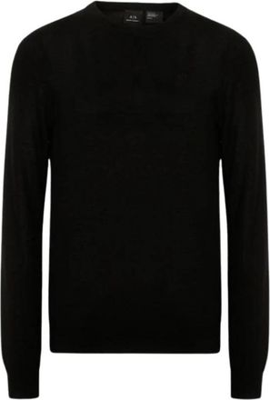 A|X Armani Exchange Trui met ronde hals van scheerwol - Heren - Ronde hals truien - Zwart - 2XL - Wol - Truien & Vesten