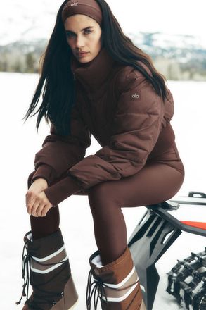 Alo | Cropped Atmosphere Puffer Jacket in Brownstone, Size: Medium