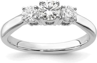 Diamond2Deal 14k Gold Lab Grown Diamond 3-Stone Band Ring 3/4Ct Clarity- VS Color- G-H