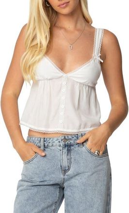 Edikted Andea Babydoll Tank in White at Nordstrom, Size X-Small
