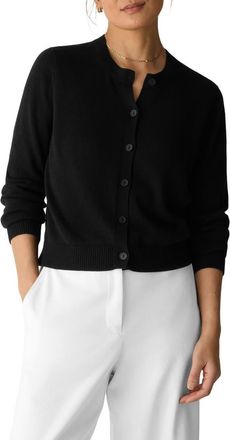 Eileen Fisher Crewneck Organic Cotton Blend Cardigan in Black at Nordstrom, Size X-Small