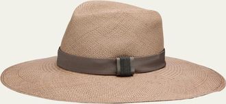 Brunello Cucinelli Straw Fedora with Monili Band