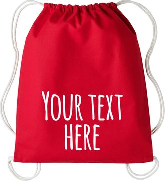 Generic Personalised RL300 Gymsac Bag Add Your Name/Text Unisex School/Gym/Sports Kit Drawstring Bag (FIRERED)