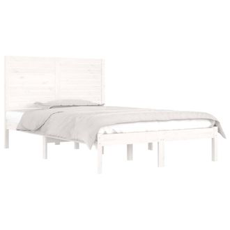 Berkfield Home Beautiful Bed Frame White Solid Wood 135x190 cm Double