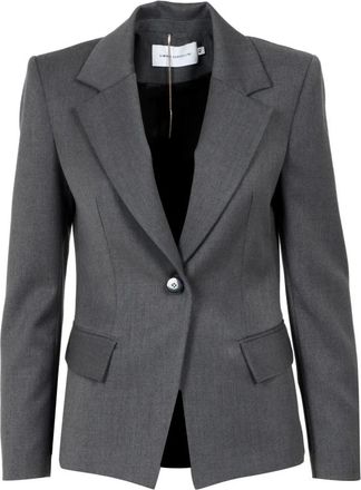 Simona Corsellini Single Breasted Jacket - Dames - Blazers - Grijs - L - Leer - Jassen