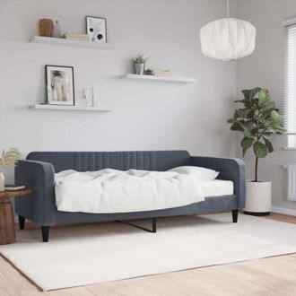 vidaXL Sof&aacute; Cama Con Colch&oacute;n Terciopelo Gris Oscuro 90x200 Cm Vidaxl
