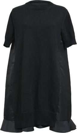 sacai pleated hem mini dress - Black