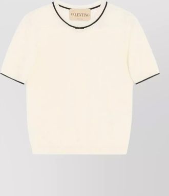 Valentino wool crewneck sweater short sleeves bow
