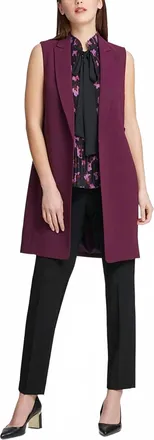 DKNY Ruffled Back Long Vest In Mulberry