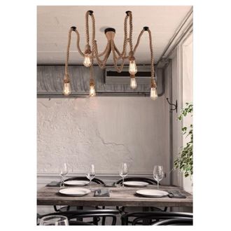 Trade Shop Trade Shop Traesio - Lampadario Ragno Sospensione 6 Corde Portalampada E27 Lampada Country Retro B59-6