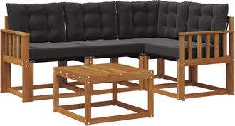 vidaXL Conjunto De Sof&aacute;s De Exterior 5 Uds. Natural Y Negro Vidaxl