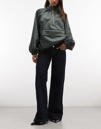 Abrand jeans super a vita bassissima a gamba larga in blu notte-Rosa