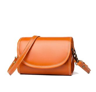 Generic Small Crossbody Bags for Women Genuine Leather Purse Handbag Fashion Flap Shoulder Bags with Compartments (Yellow)