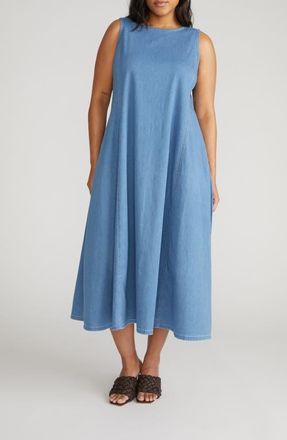 Universal Standard Kendra Sleeves Chambray Midi Dress in Cove Blue at Nordstrom, Size Xl