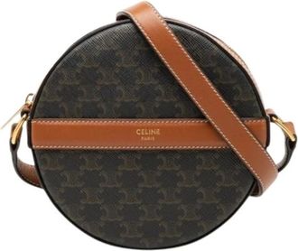Celine Pre-owned Coated Canvas Crossbody Bag - Dames - Pre-owned - Bruin - Maat: ONE Size Leer