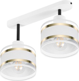 OEM L&aacute;mpara De Techo Blanca Con Pantallas, Metal Industrial, 2xe27, Iluminaci&oacute;n Led Moderna Para Sal&oacute;n, Cocina, Dormitorio, Habitaci&oacute;n Infantil, Loft