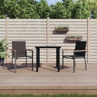 vidaXL Vidaxl - Juego De Comedor Para Jard&iacute;n 3 Piezas Acero Y Textilene Negro