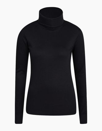 Mountain Warehouse Womens Mountain Warehouse Womens/Ladies Meribel Cotton Roll Neck Long-Sleeved Top - Black - Size: 10