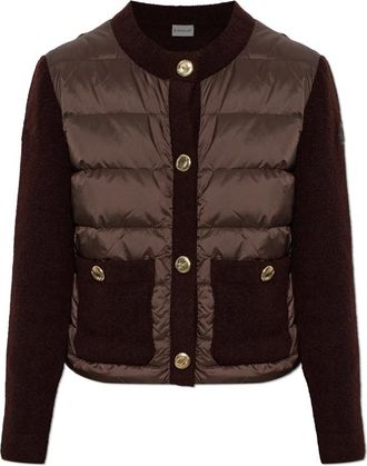 Moncler Cardigan con pettorina trapuntata - - Knitwear - Donna - Marrone - L