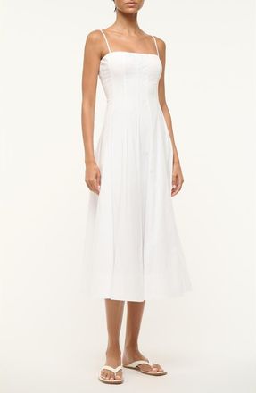 Staud Wylie Seamed Midi Dress in White at Nordstrom, Size 10