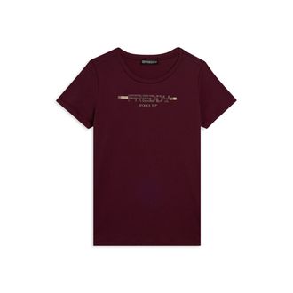 Freddy T-shirt da donna con strass e banda logata sulle spalle