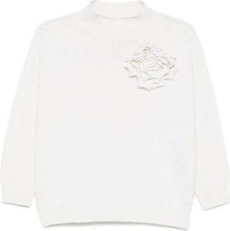 VANISÉ Maglione a collo alto con decorazione rose - Toni neutri