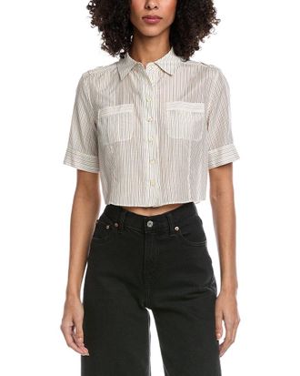 Frame Denim Frame The Stripe Silk-Blend Utility Shirt