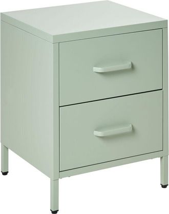 Beliani Bedside Table Mint Green Steel Nightstand Industrial Design 2 Drawers Bedroom Storage Furniture MALAVI