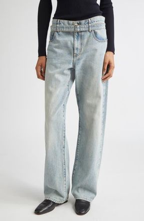 Proenza Schouler Ellsworth Belted Boyfriend Jeans in Light Wash at Nordstrom, Size 27