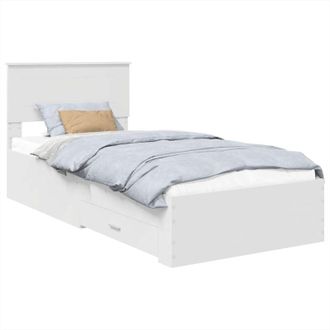vidaXL Bed Frame with Headboard White 100 x 200 cm Engineered Wood vidaXL