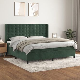 vidaXL Vidaxl - Cama Box Spring Con Colch&oacute;n Terciopelo Verde Oscuro 200x200 Cm