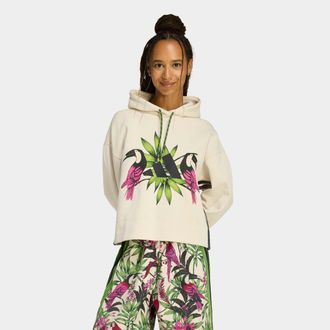 adidas Kapuzensweatshirt ADIDAS SPORTSWEAR ADIDAS X FARM RIO HOODIE, Damen, Gr. XXL, crystal linen, schwarz, Obermaterial: 68% Baumwolle, 32% Polyester, Rund