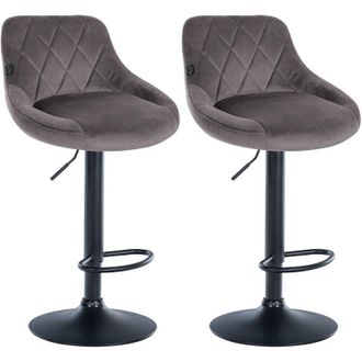 Clp Clp - Set De 2 Taburetes Lazio En Terciopelo Gris Negro