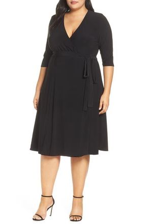 Kiyonna Essential Wrap Dress in Black Noir at Nordstrom, Size 0X