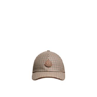 Moncler Moncler Check Wool Baseball Cap, Men, Beige, Size: One Size