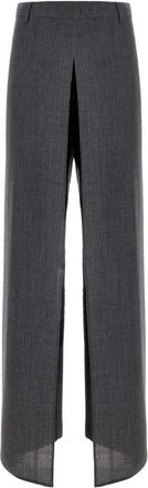 Fendi Broeken, Dames, Grijs, S, Wol, Wijde Broek