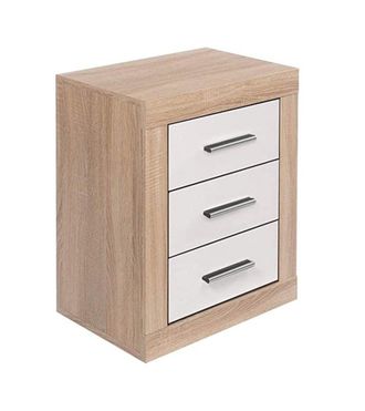 Home Heavenly Home Heavenly - Mesita De Noche 3 Cajones Jana. 60x50x34,6 Cm. Mesita Dormitorio O Juvenil De Dise&ntilde;o Enmarcado Moderno. Color: Roble Cambria - Blanco