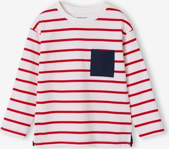 Vertbaudet Jungen Ringelshirt, personalisierbar rot