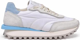 Eleventy White Sky Blue Leather Women Sneakers