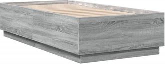 vidaXL Estructura cama con luces led madera gris Sonoma 75x190 cm Vidaxl