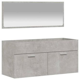 Berkfield Home Bathroom Cabinet with Mirror Concrete Grey Engineered Wood